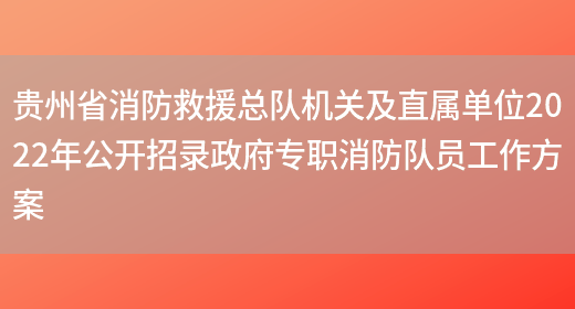 贵州省消防救援总队机关及直属单位2022年公开招录政府专职消防队员工作方案(图1)