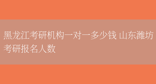 黑龙江考研机构一对一多少钱 山东潍坊考研报名人数(图1)
